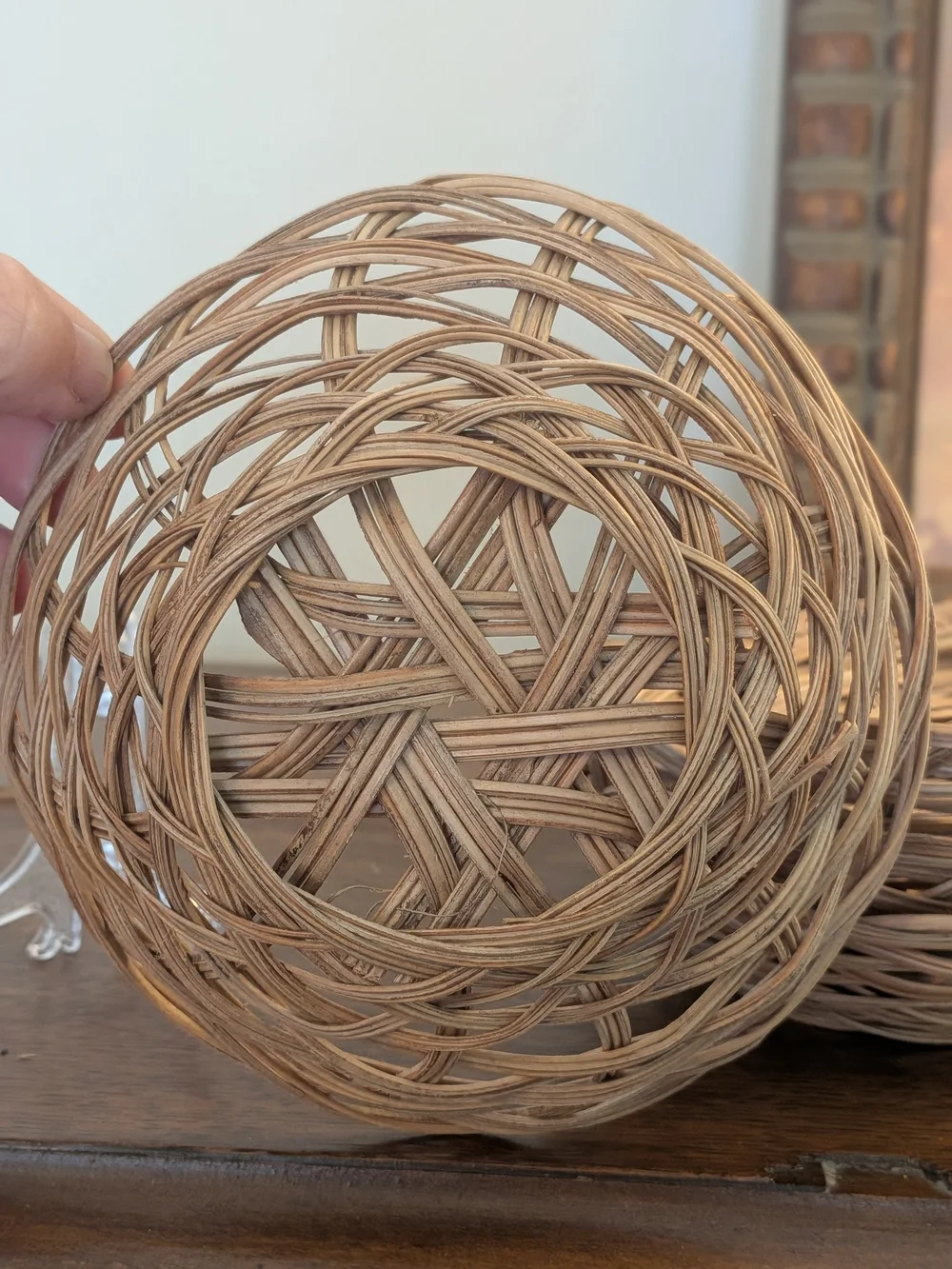 Woven Wicker Wine Glass Coasters / Small Baskets/Plant Tray - Set of 4
